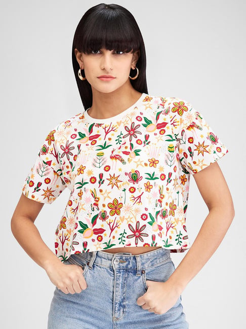 Spykar Multicolor Printed Crop T-Shirt-picture-37