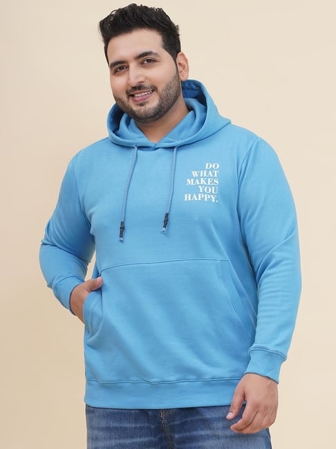 John Pride Blue Regular Fit Printed Hooded Sweatshirt-picture-39