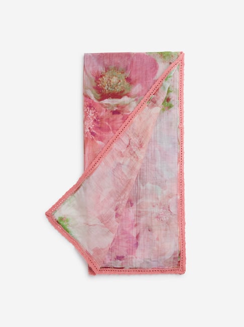 Zuba by Westside Pink Floral Printed Dupatta