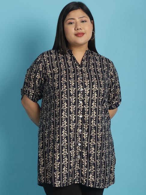 theRebelinme Navy Floral Print Shirt-picture-18
