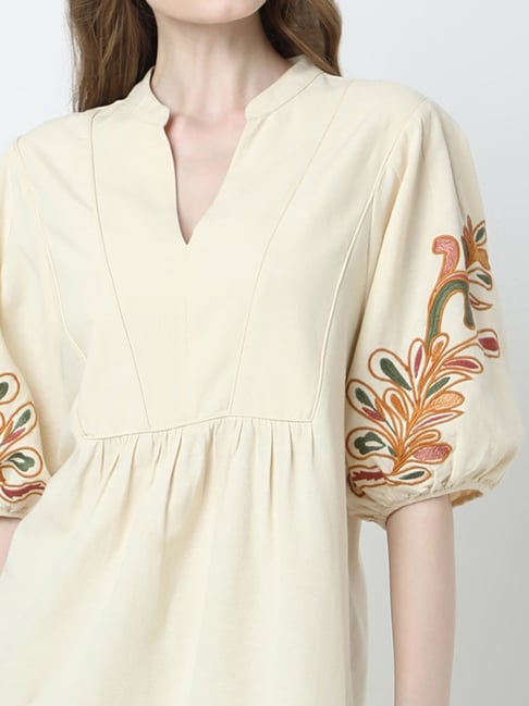 Buy Vero Moda Beige Embroidered A Line Dress for Women's Online @ TataCLiQ