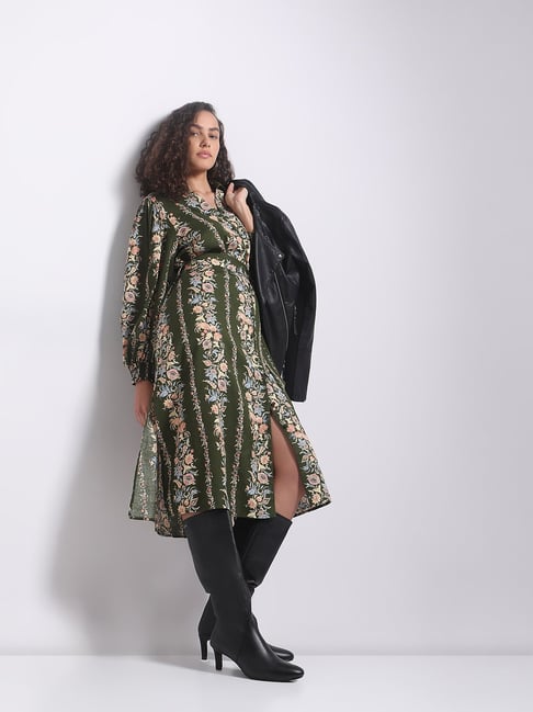 Vero Moda Olive Printed Midi Dress-picture-13
