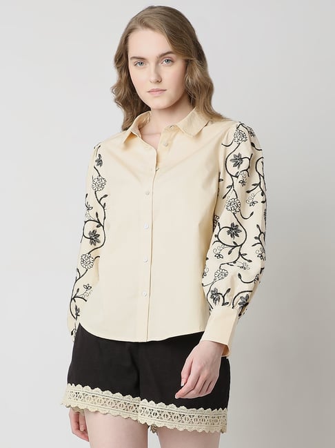 Vero Moda Beige Embroidered Shirt-picture-43