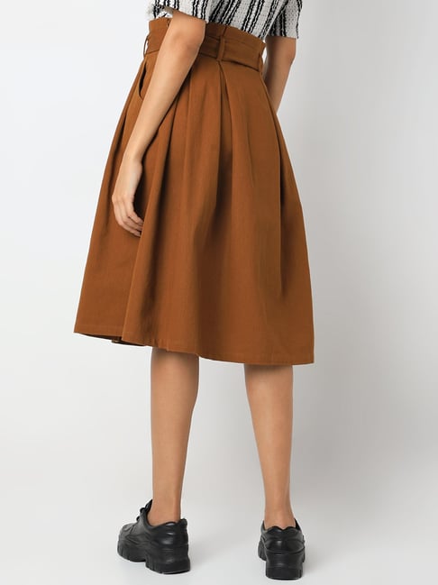 Brown skirt knee length best sale