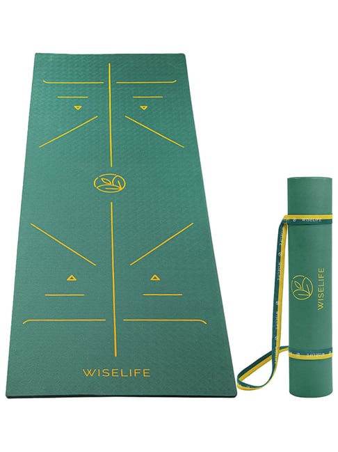 WiseLife TRU Alignment Yoga Mat Sleek Yoga Strap for Men and Women (Green)