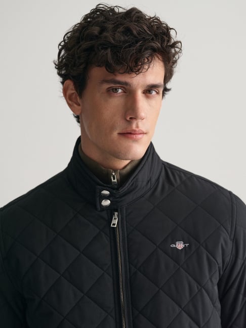 Gant Men Black Stand Collar Full Sleeves Quilted Jacket