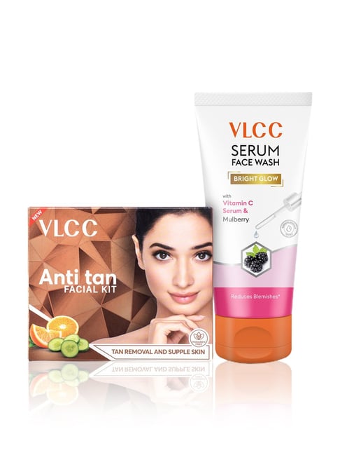 VLCC Anti Tan Facial Kit & VLCC Serum Face Wash Bright Glow Combo