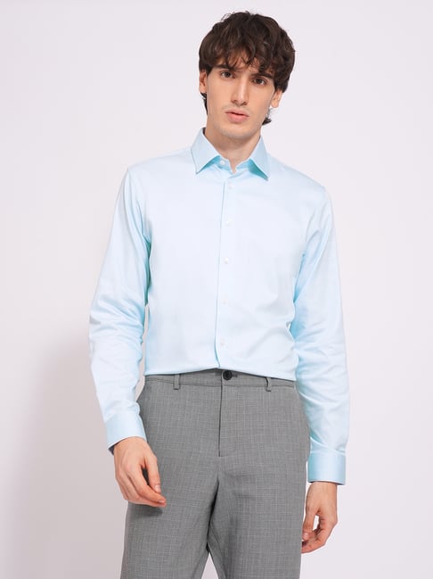 Selected Homme Blue Organic Cotton Slim Shirt-picture-14