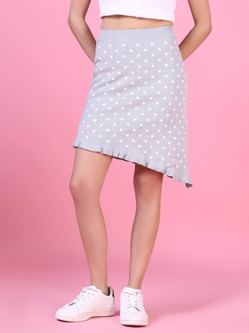 showoffff SHOWOFF Grey & White Printed Skirt-picture-21