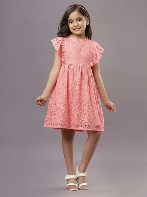 Buy TeenTrums Girls Coral Lace Party Dresses for Girls Clothing