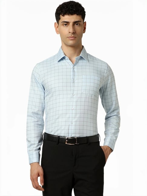 Van Heusen Blue Slim Fit Checks Shirt-picture-16
