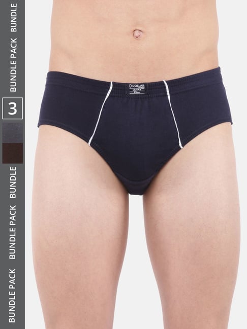 Dollar Lehar Assorted Cotton Regular Fit Briefs - Pack Of 3