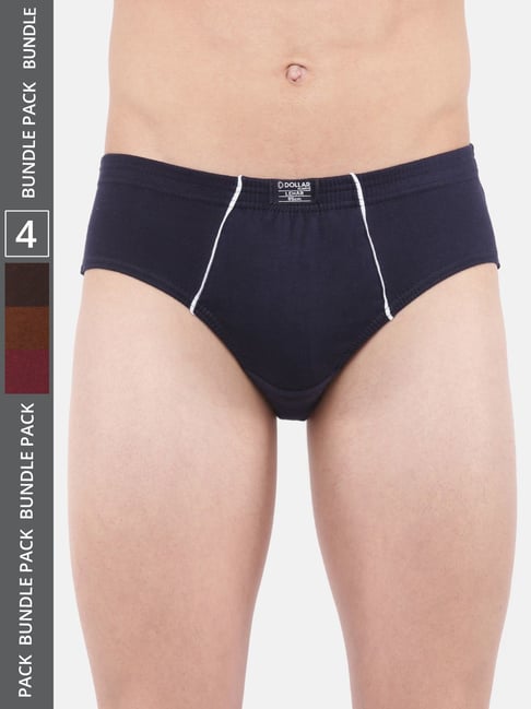 Dollar Lehar Assorted Cotton Regular Fit Briefs - Pack Of 4