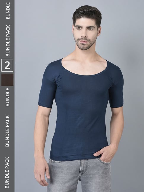 Dollar Lehar Assorted Cotton Regular Fit Vest - Pack Of 2