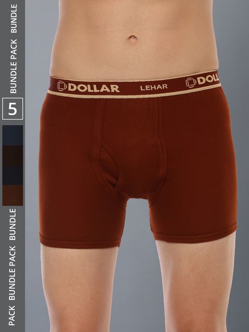 Dollar Lehar Assorted Cotton Regular Fit Trunks - Pack Of 5-picture-12