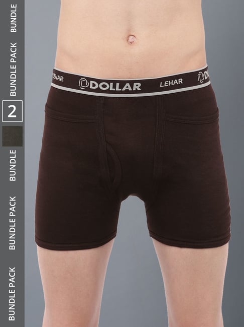 Dollar Lehar Assorted Cotton Regular Fit Trunks - Pack Of 2-picture-37