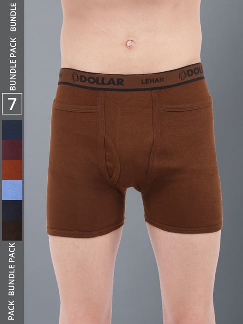 Dollar Lehar Assorted Cotton Regular Fit Trunks - Pack Of 7-picture-21