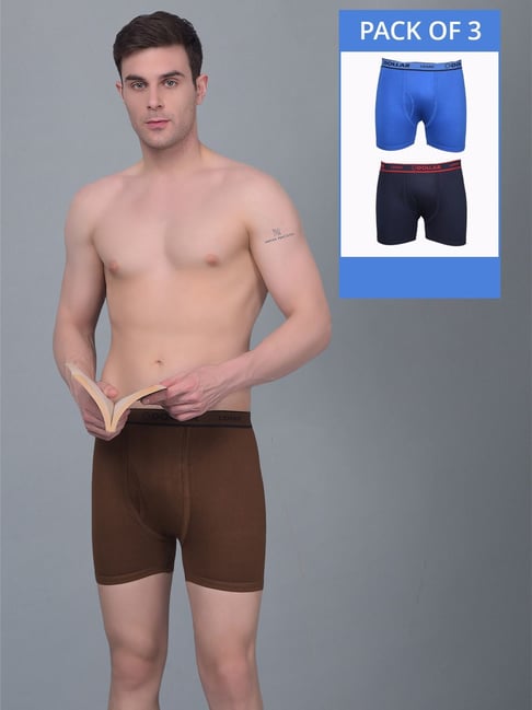 Dollar Lehar Assorted Cotton Regular Fit Trunks - Pack Of 3-picture-39