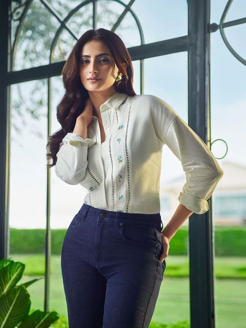 U.S. Polo Assn. White Cotton Embroidered Shirt-picture-35