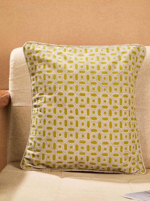Fabindia Home Standalone Yellow Cotton Woven Cushion Cover-image-9