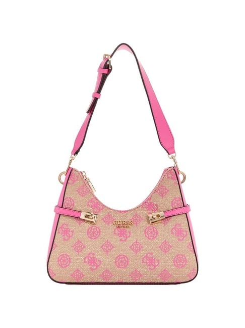Guess Pink Printed Shoulder Handbag
