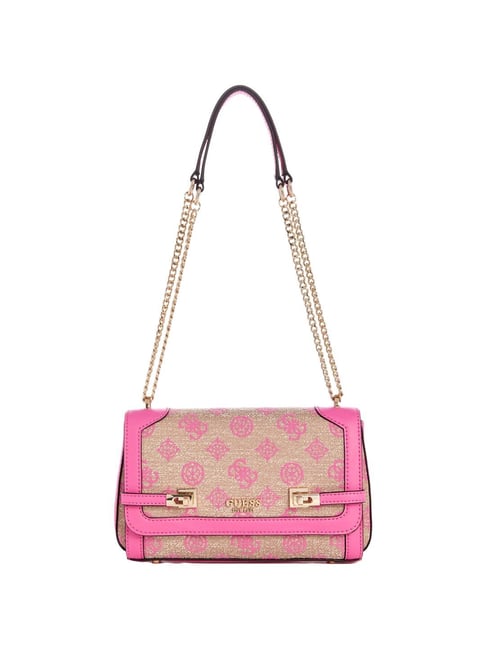 Guess Pink Printed Shoulder Handbag