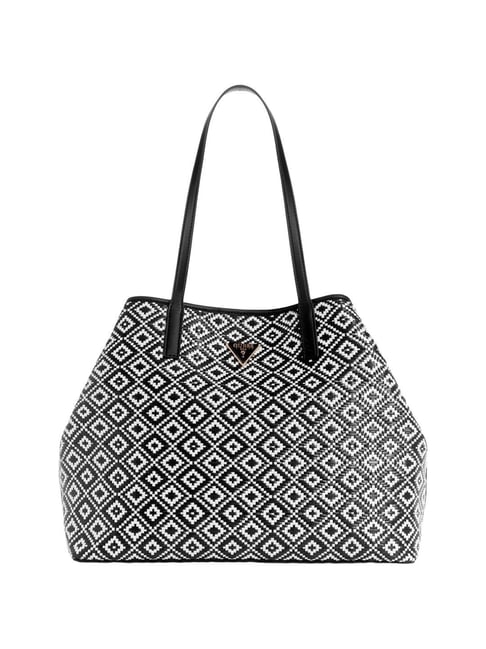 Guess Balck White Printed Tote Handbag