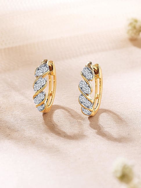 P.N.Gadgil Jewellers Petals Yellow Gold & Diamond Stud Earring For Women