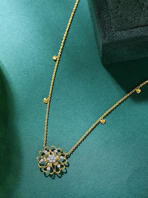 P.N.Gadgil Jewellers Flower-the-heart Yellow Gold & Diamond Modern Necklace