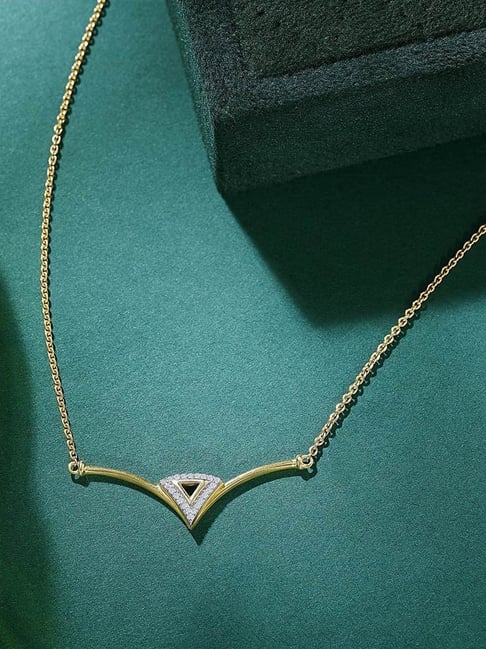 Jewellers Elemental Yellow Gold Diamond Modern Necklace