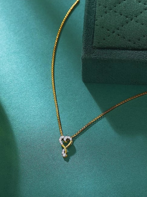 P.N.Gadgil Jewellers Heart Yellow Gold & Diamond Heart Pendant