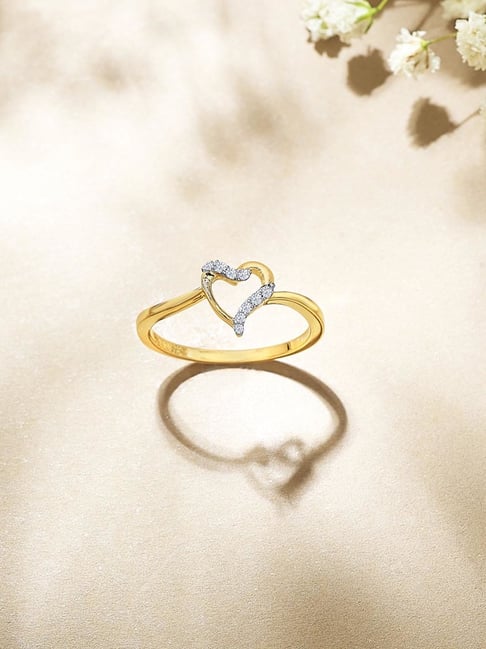 P.N.Gadgil Jewellers Heart Yellow Gold & Diamond Ring For Women