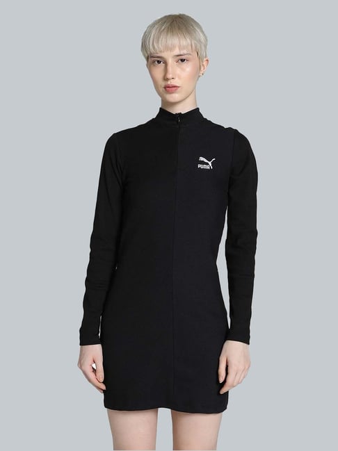 puma black bodycon dress PUMA Classics Women's Ribbed Bodycon Dress PL, Black