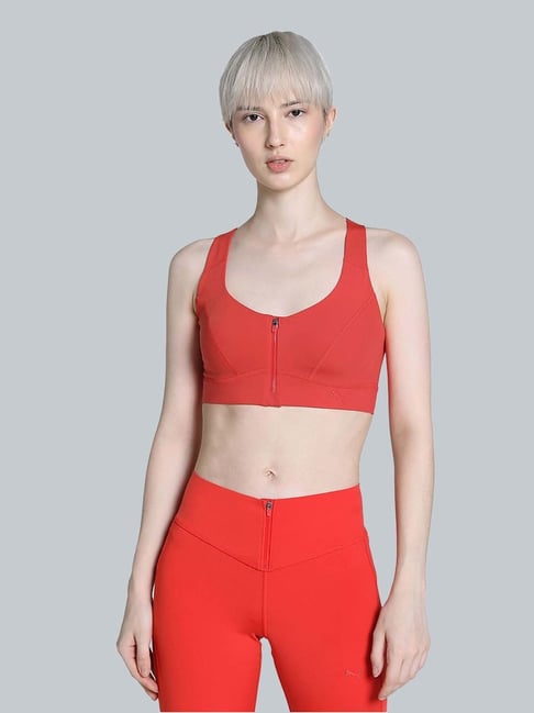 Puma Red Plain Sports Bra