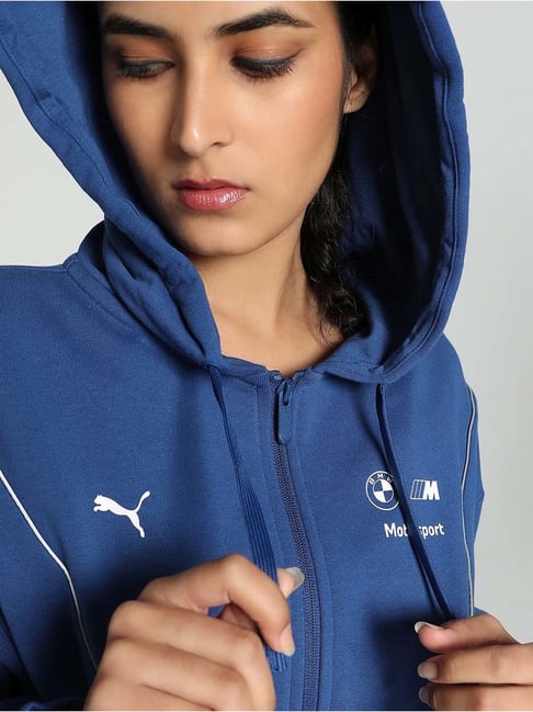 Puma Blue Cotton Color-Block Sports Jacket