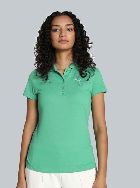Puma Green Cotton Plain Sports T-Shirt