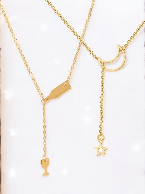 OOMPH Gold Tone Star Moon and Wine Glass Lariat Necklace Pack of 2-picture-12