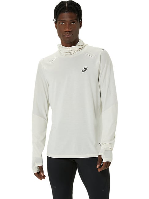 Asics White Slim Fit Sports Hoodie