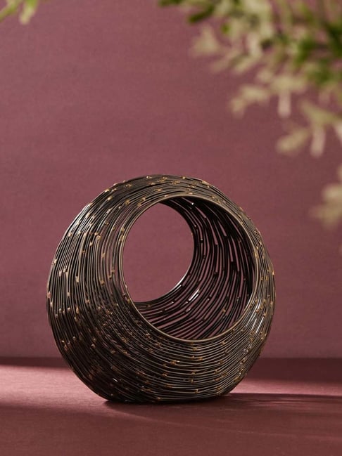 Fabindia Home Black Metal Antiqued Svarna T-Lite Holder-picture-45