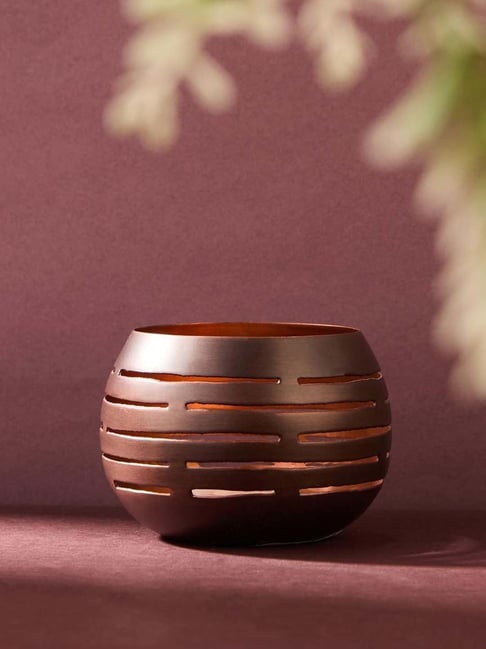 Fabindia Home Copper Metal Antiqued Tamra T-Lite Holder-picture-35