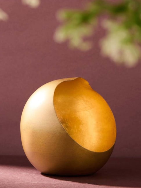 Fabindia Home Gold Metal Antiqued Svarna T-Lite Holder-picture-13