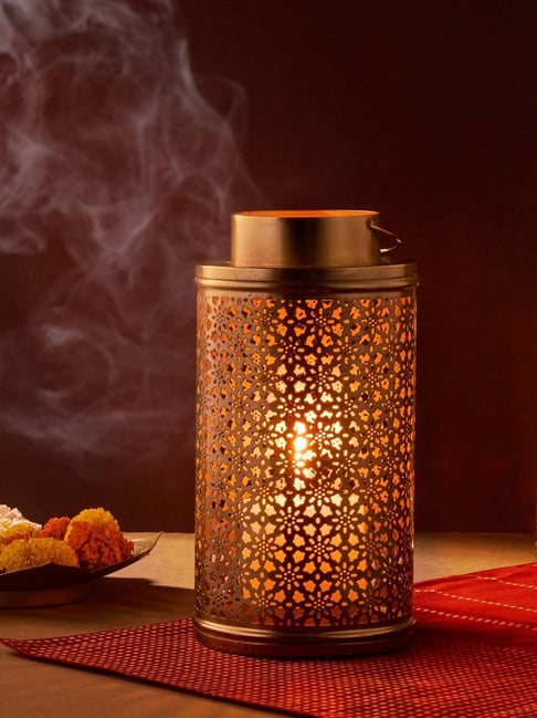 Fabindia Home Brass Metal Cutwork Noor T-Lite Holder