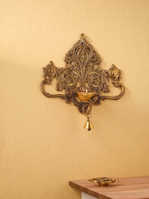 Fabindia Home Mehnoor Gold Brass Oil Lamp-picture-41