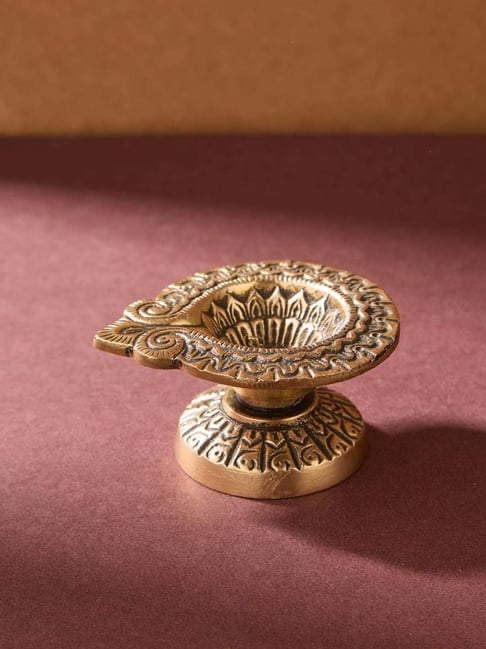 Fabindia Home Mehnoor Gold Brass Oil Lamp-picture-21