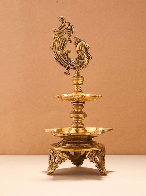 Fabindia Home Mehnoor Gold Brass Oil Lamp-picture-23