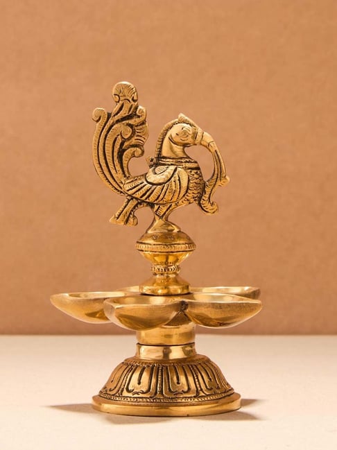 Fabindia Home Mehnoor Gold Brass Oil Lamp-picture-29