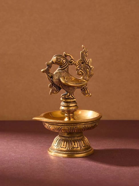 Fabindia Home Mehnoor Gold Brass Oil Lamp-picture-26