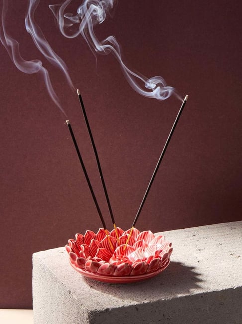 Fabindia Home Pink Ceramic Roma Glazed Incense Holder