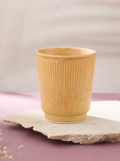 Fabindia Home Yellow Ceramic Tumbler (250ml)