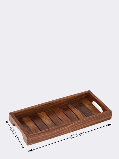 Buy Fabindia Home Brown Wood Sheesham Wood Tray at Best Price